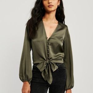 Abercrombie & Fitch Satin Tie-Up Blouse